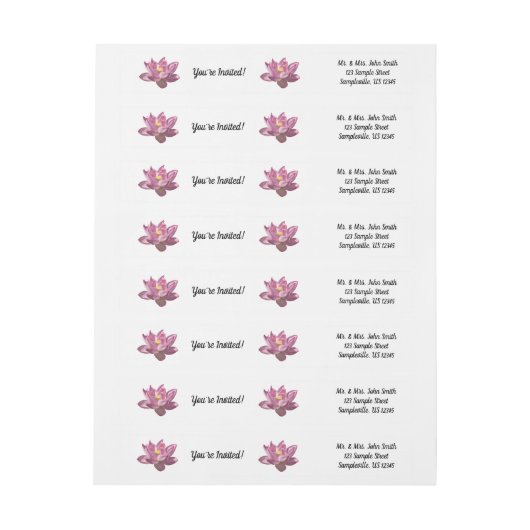 Bande Pour Adresse De Retour Pink Lotus Flower IV (Feuille)