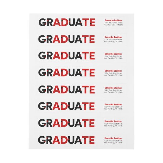 Bande Pour Adresse De Retour Red Big Bold Angle-Cut Lettres Graduation (Feuille)