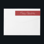 Bande Pour Adresse De Retour Red Merry Christmas Retourner l'adresse<br><div class="desc">Un simple enveloppement moderne autour de l'étiquette d'adresse de retour avec Joyeux Noël en écriture blanche typographie sur un arrière - plan rouge foncé. Ajoutez ce détail spécial à vos mailings de vacances.</div>
