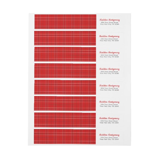 Bande Pour Adresse De Retour Red Plaid Raiders (Feuille)