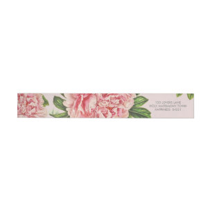 Bande Pour Adresse De Retour RETOUR ADRESSE chic rose fleur de pivoine rose