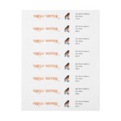 Bande Pour Adresse De Retour Robins Et Fleurs (Feuille)