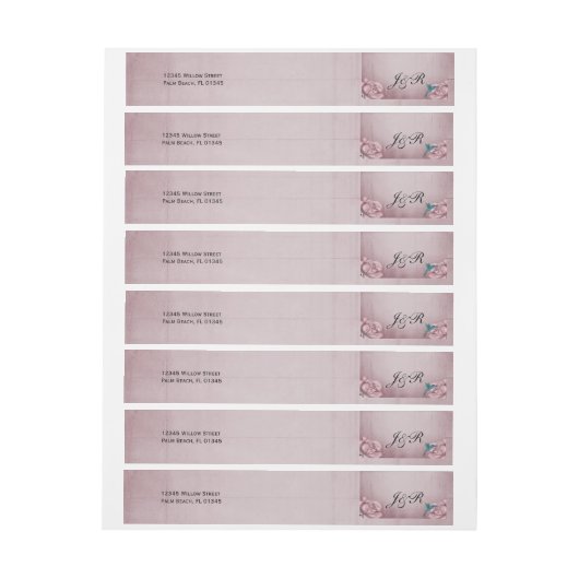 Bande Pour Adresse De Retour Roses roses Mariages Envelopper autour (Feuille)