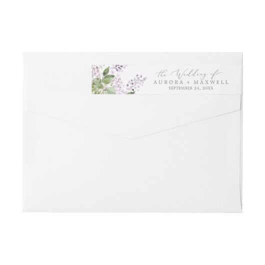 Bande Pour Adresse De Retour Rustic Lilac Mariage (Dos)