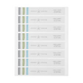 Bande Pour Adresse De Retour Rustique aquarelle rayures nautique mariage plage (Feuille)