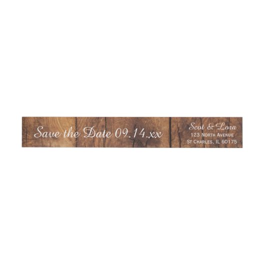 Bande Pour Adresse De Retour Rustique Brown Grange mariage en bois Enregistrer (Individuel)
