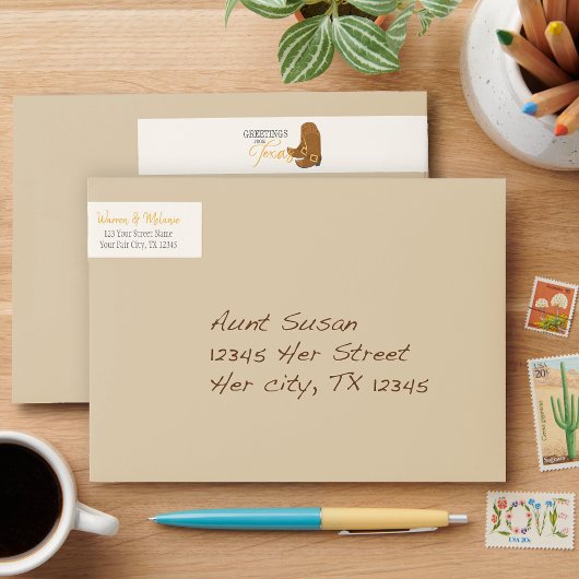 Bande Pour Adresse De Retour Salutations Du Texas