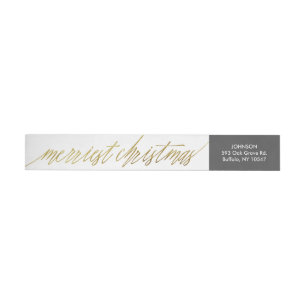 Bande Pour Adresse De Retour Script de calligraphie Faux Gold Foil Joyeux Noël