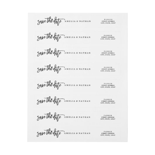 Bande Pour Adresse De Retour Script Enregistrer La Date Mariage Enrouler Autour (Feuille)