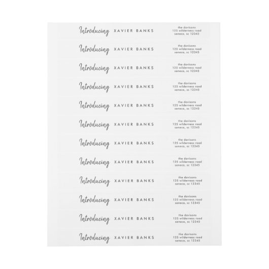 Bande Pour Adresse De Retour Script Présentation du bébé  (Feuille)