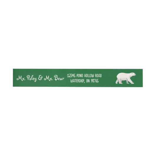 Bande Pour Adresse De Retour Serene Polar Bear sur Green (Individuel)