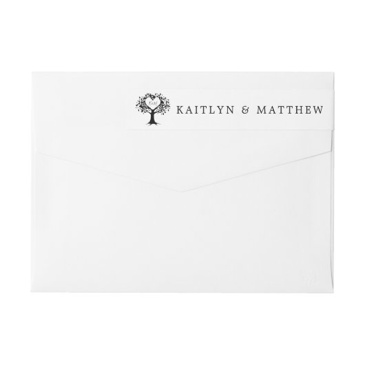 Bande Pour Adresse De Retour Simple Mariage de l'arbre cardiaque du Monogramme (Dos)