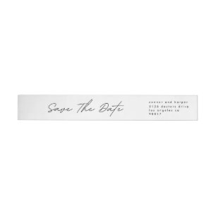 Bande Pour Adresse De Retour Sleek Romance Noir en blanc Enregistrer la date