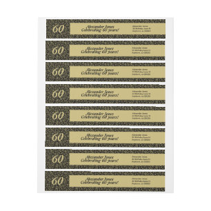Bande Pour Adresse De Retour soixantième Motif, or et noir frais de nombre