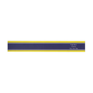 Bande Pour Adresse De Retour Solid Yellow, Navy Blue Ribbon Monogram