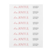 Bande Pour Adresse De Retour Soyez Joyeux | Vacances Rouge et Blanc (Feuille)