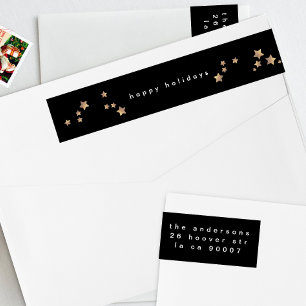 Bande Pour Adresse De Retour Star moderne Black Onyx Noël Joyeux Noël
