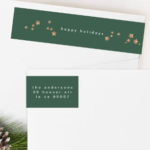 Bande Pour Adresse De Retour Star moderne Green Emerald Noël Joyeux vacances