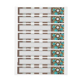 Bande Pour Adresse De Retour Steampunk Clock and Turquoise Roses on Striped (Feuille)