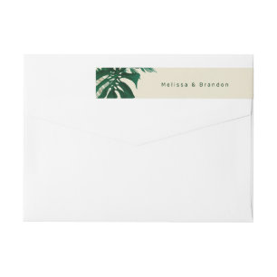 Bande Pour Adresse De Retour Tropical Green Feuilles Mariage Adresse de retour