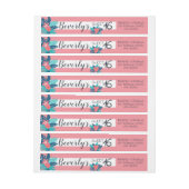 Bande Pour Adresse De Retour Tropical rose et bleu floral doux 16 (Feuille)