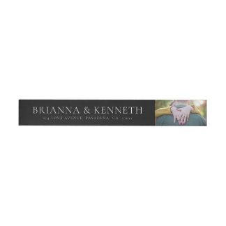 Bande Pour Adresse De Retour Typographie chic moderne Photo noire Enregistrer l