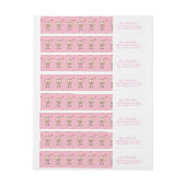 Bande Pour Adresse De Retour Vache mignonne et coeurs Saint Valentin rose (Feuille)