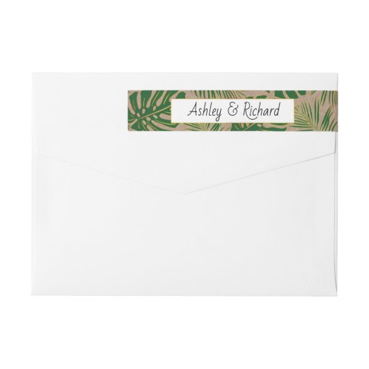 Bande Pour Adresse De Retour Vert feuille kraft papier mariage rustique (Dos)