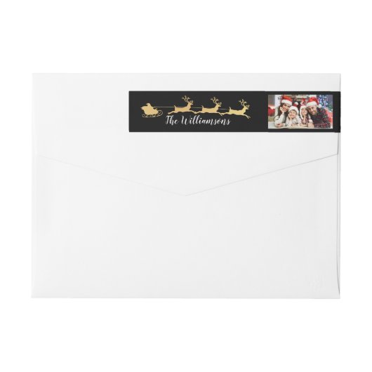 Bande Pour Adresse De Retour Votre photo Gold Santas Sleigh Adresse de retour (Dos)
