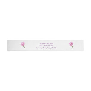 Bande Pour Adresse Élégant Art Fleur Rose Enveloppé Autour De Étiquet