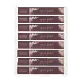 Bande Pour Adresse Élégant Mariage de Fleurs d'anémones Marsala Blush (Feuille)