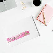 Bande Pour Adresse Elégant Pink Agate Pierre or Parties scintillant M