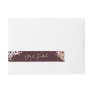 Bande Pour Adresse Élégantes Fleurs d'Anémone Marsala Blush Mariage