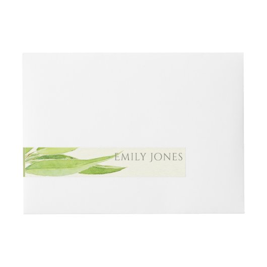 BANDE POUR ADRESSE EUCALYPTUS FEUILLE MONOGRAMME DU FOLIAGE DE COULEU (Devant)