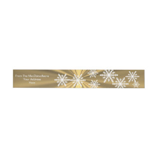 Bande Pour Adresse Fête de Noël Gold et White snowflakes