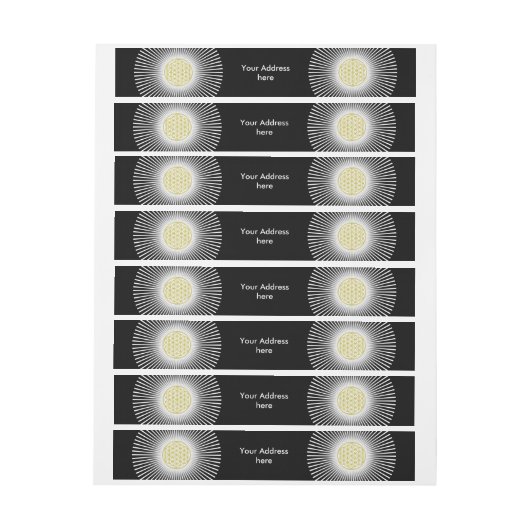 Bande Pour Adresse Fleur de la vie / Blume des Lebens - rayons blancs (Feuille)