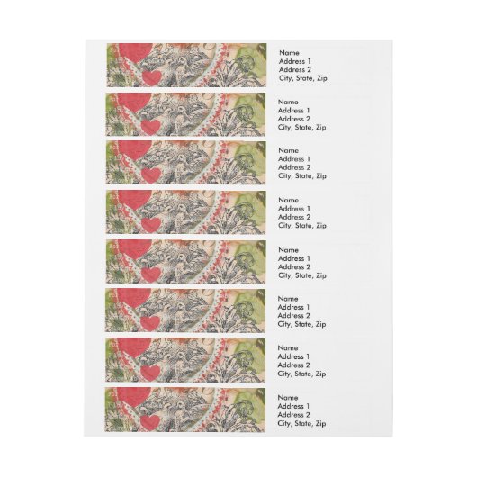 Bande Pour Adresse Inséparables Heart Red Art Collage (Feuille)