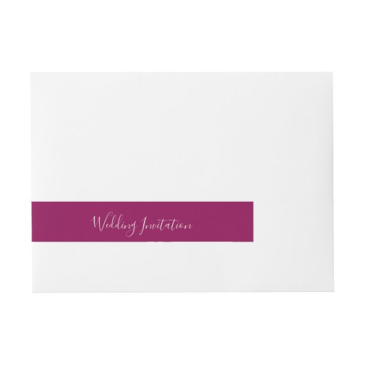 Bande Pour Adresse Mariage Moderne Simple Bordeaux Foncé (Devant)