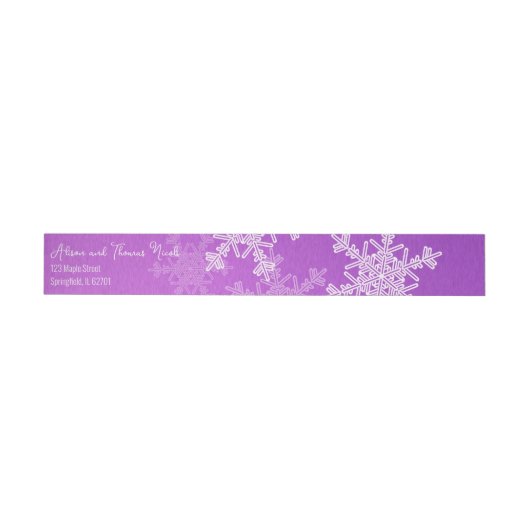 Bande Pour Adresse Merry Christmas Minimalist Purple Snowflakes  (Individual)