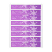Bande Pour Adresse Merry Christmas Minimalist Purple Snowflakes  (Feuille)