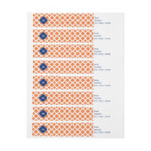 Bande Pour Adresse Monogramme Orange et Royal Blue Quatrefoil (Feuille)