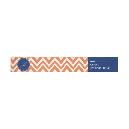 Bande Pour Adresse Monogramme Orange Zigzag Motif avec Royal Blue (Individual)