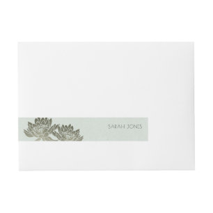 BANDE POUR ADRESSE MONOGRAPHIE FLORALE DE LOTUS D'ARGENT BLEU PALE GL