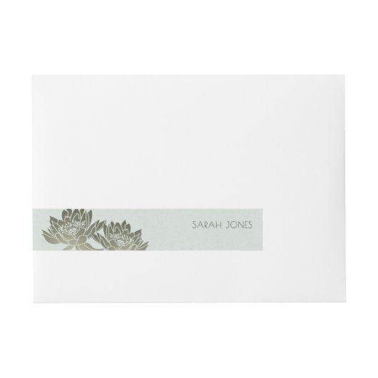 BANDE POUR ADRESSE MONOGRAPHIE FLORALE DE LOTUS D'ARGENT BLEU PALE GL (Devant)