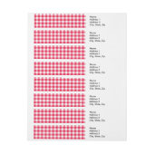 Bande Pour Adresse Motif Gingham Rouge et Blanc Classique Rustique (Feuille)
