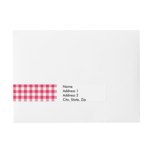 Bande Pour Adresse Motif Gingham Rouge et Blanc Classique Rustique (Devant)