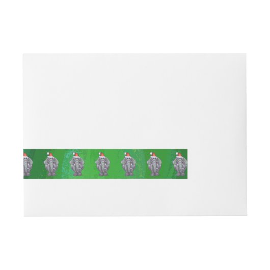 Bande Pour Adresse Noël Eléphant Sur Vert (Devant)