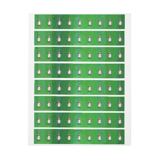 Bande Pour Adresse Pingouin mignon à Santa Hat sur Vert (Feuille)