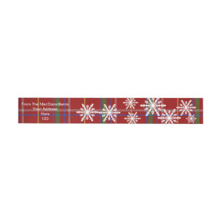 Bande Pour Adresse Plaque rouge et verte tartan et flocons de neige d