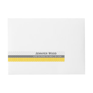 Bande Pour Adresse Quatrefoil jaune et motif de point gris de polka